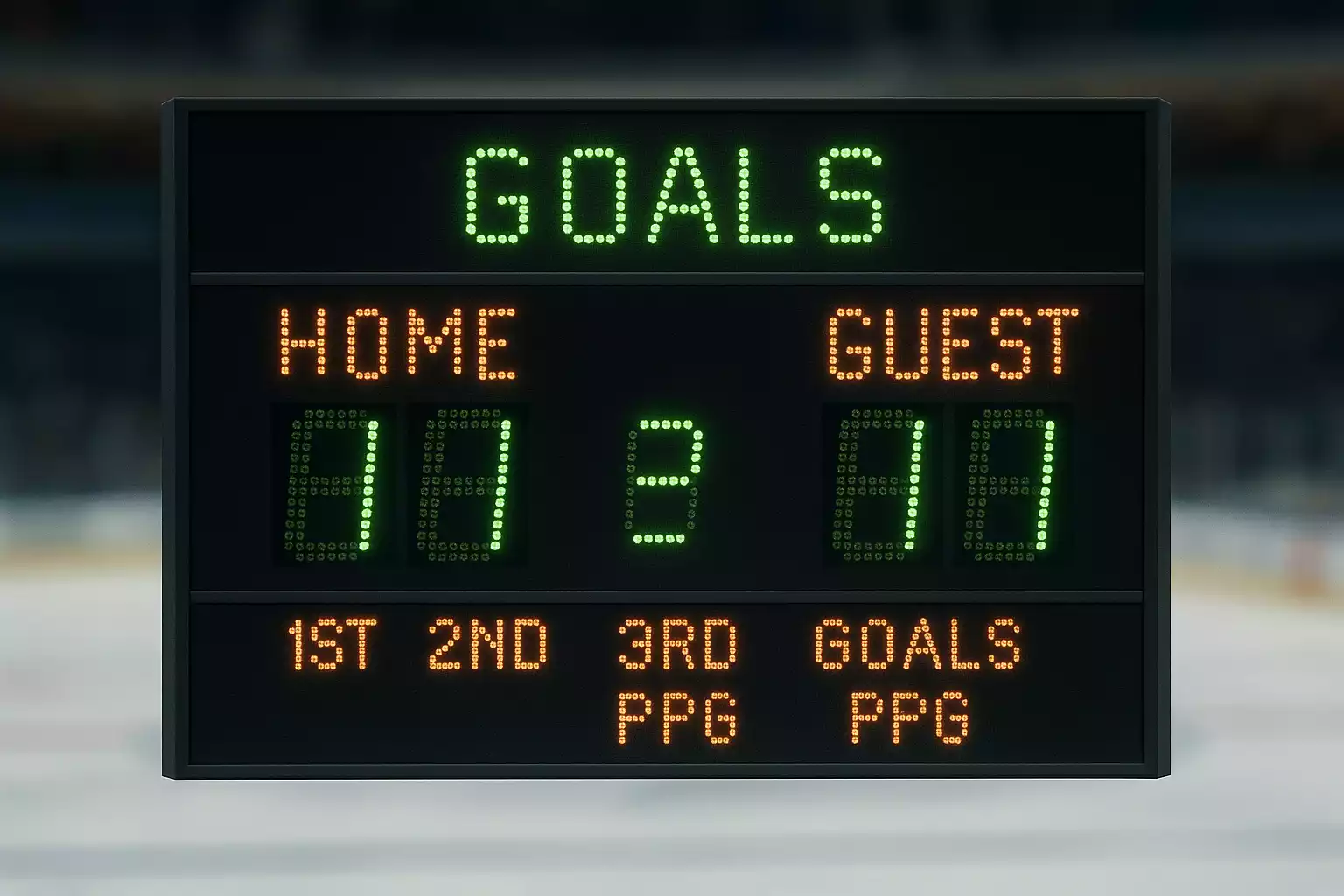 Hockey scorebord met doelpunten statistieken