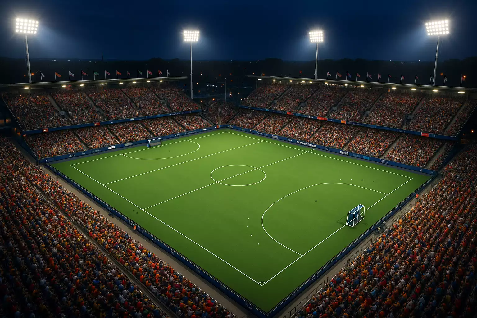 Hockeystadion tijdens internationaal toernooi met volle tribunes - FIH Pro League