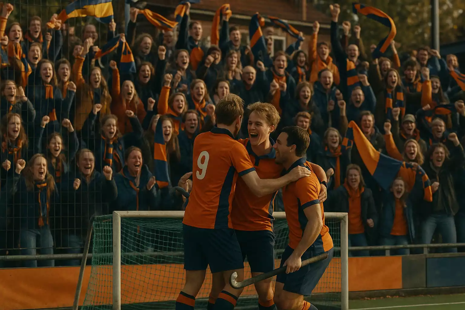 Thuisvoordeel met enthousiaste hockey supporters