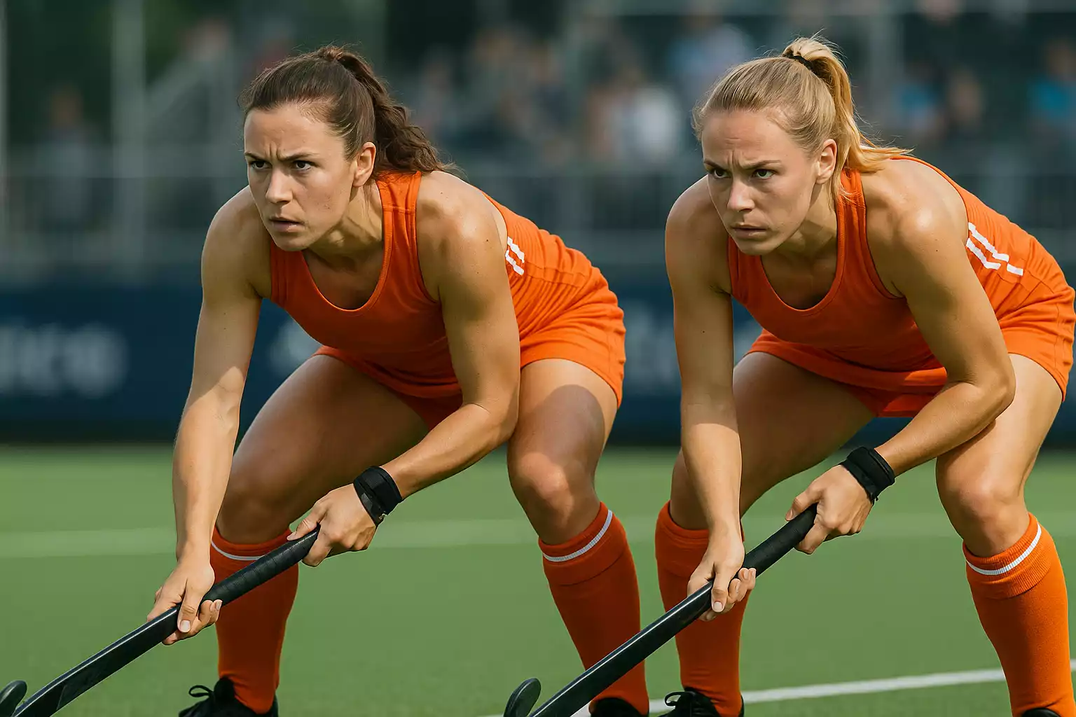 Verdedigers van Oranje Dames in actie